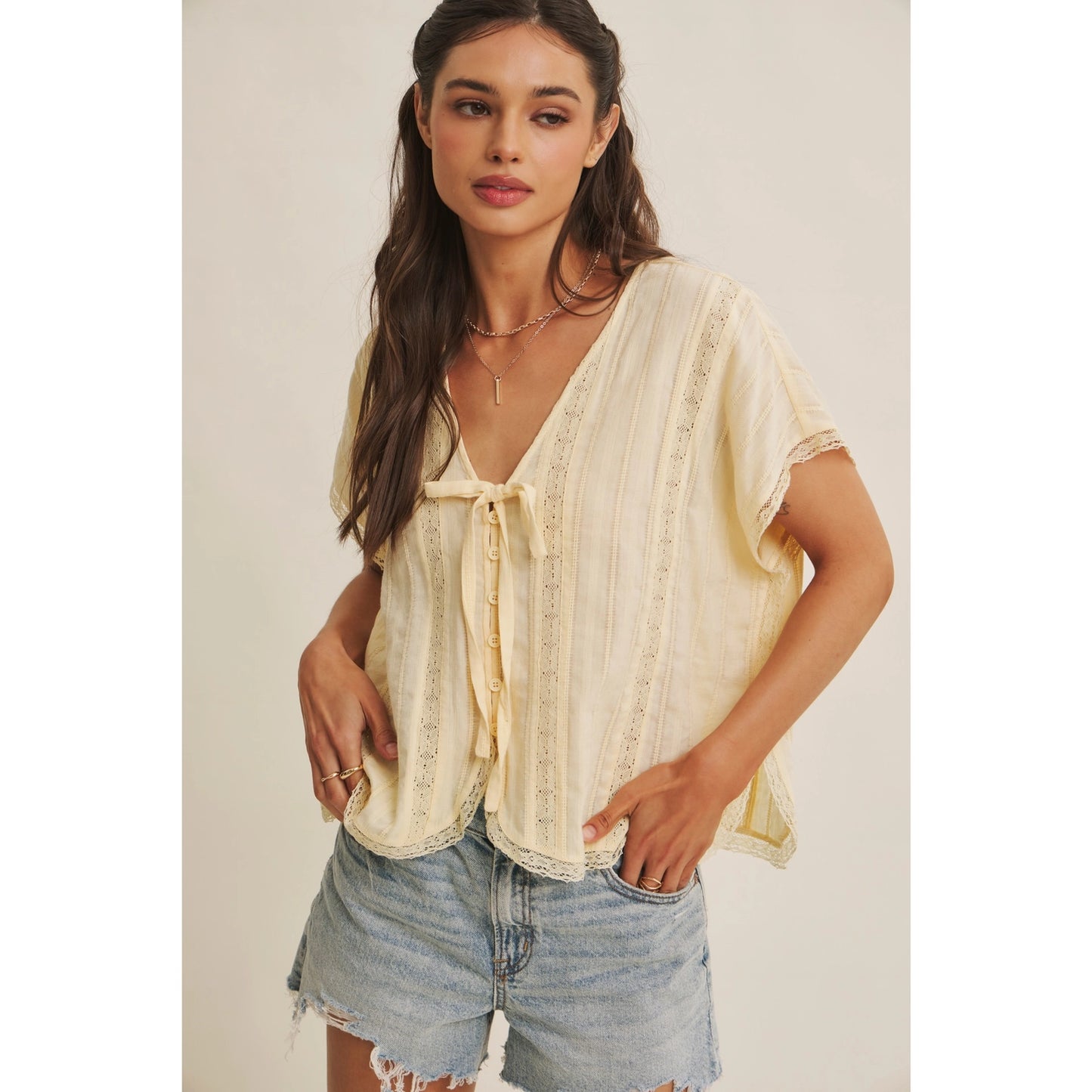 Buttercream Lace Tie Top