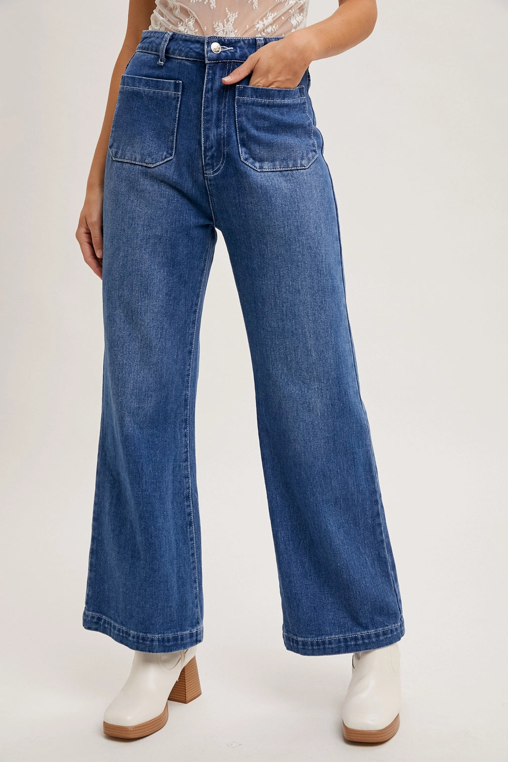 High Rise Wide Leg Denim Jeans