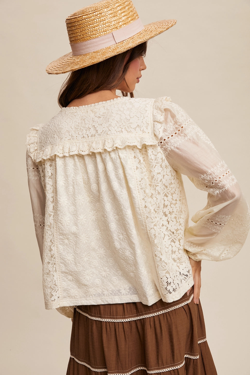 Delicate Embroidered Lace Blouse