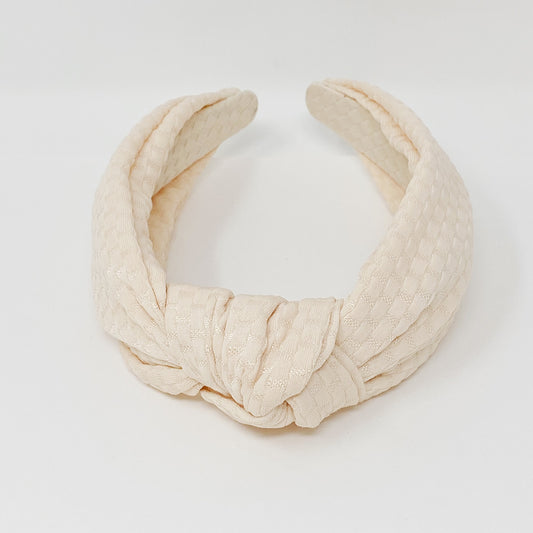 Embossed Charm Headband - Cream