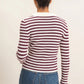 Wine & Cream Striped Cardigan