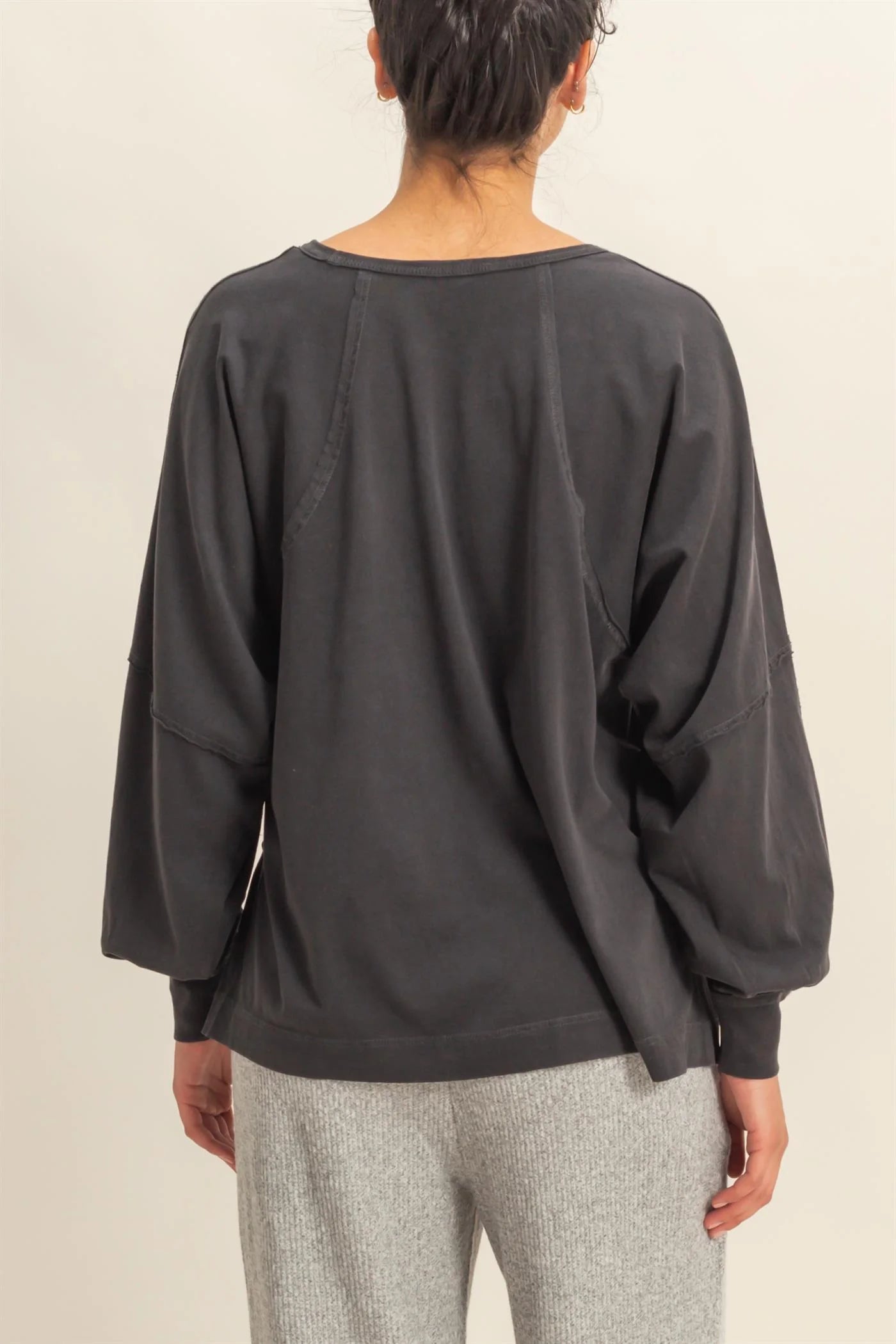 Black Washed Oversized Top