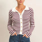 Wine & Cream Striped Cardigan