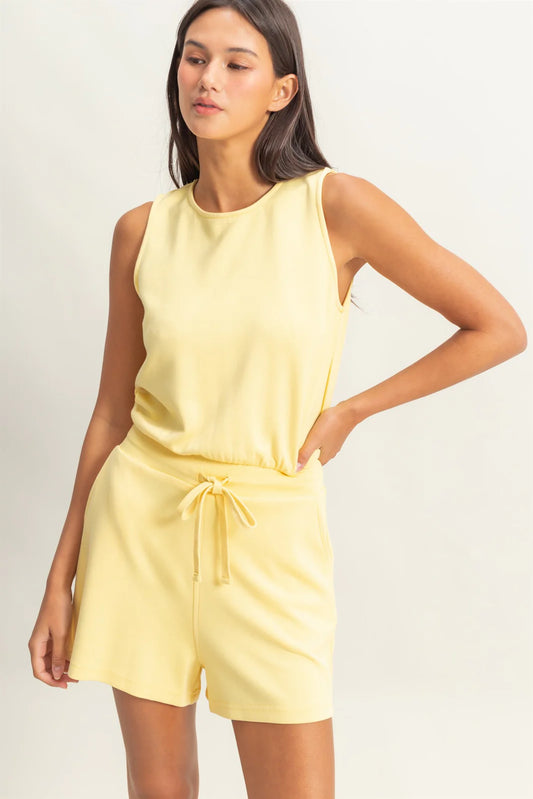 Drawstring Sleeveless Romper
