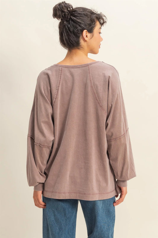Chestnut Washed Oversized Top