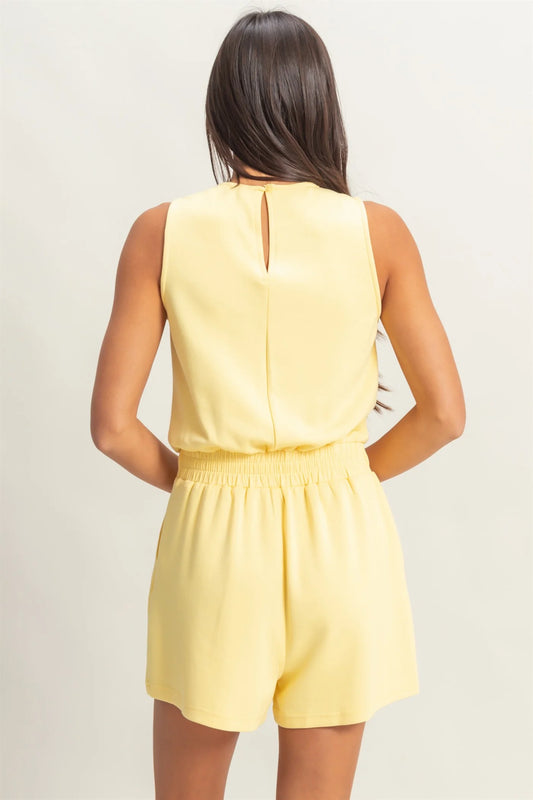 Drawstring Sleeveless Romper