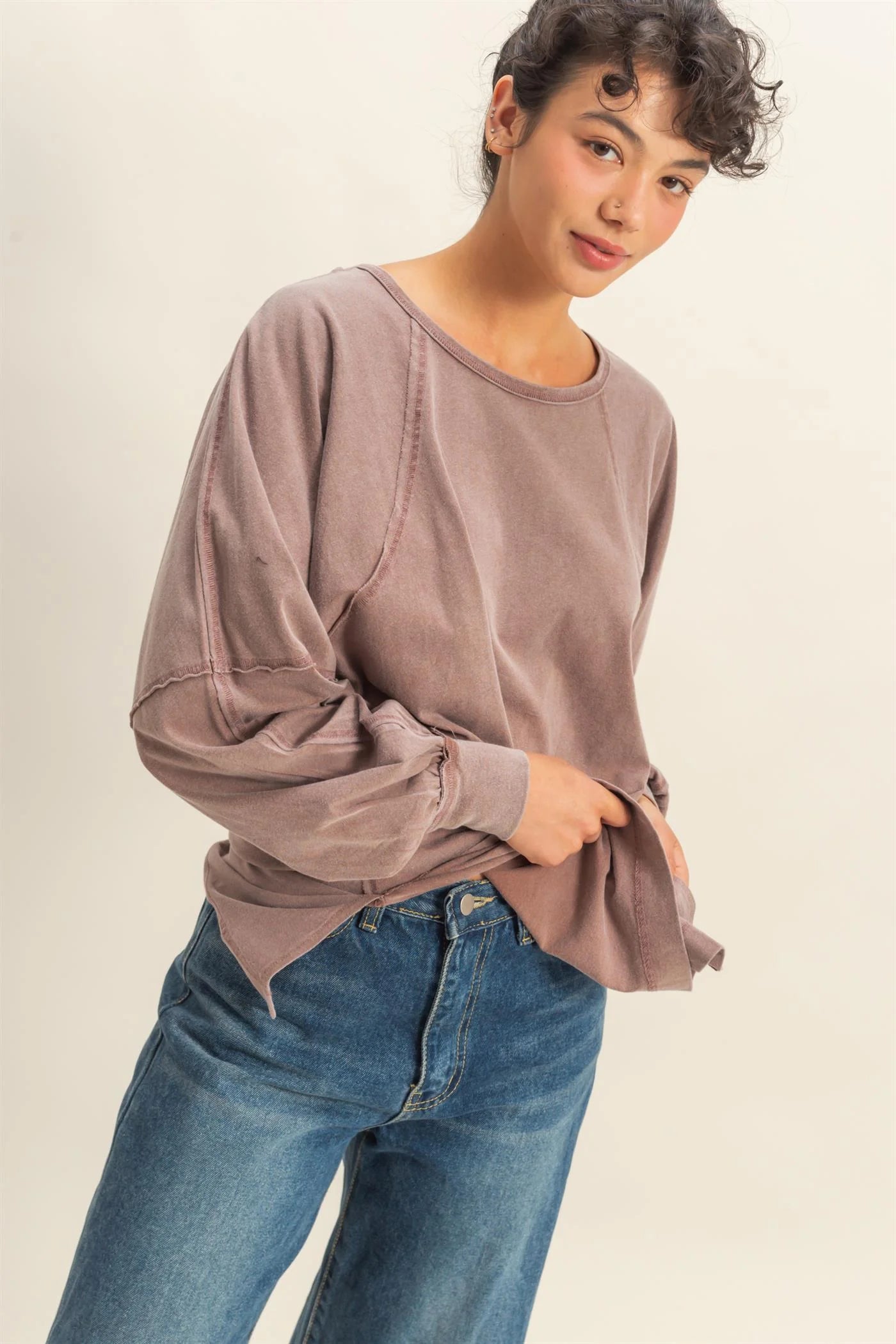Chestnut Washed Oversized Top