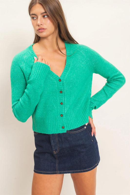Emerald Button Cardigan