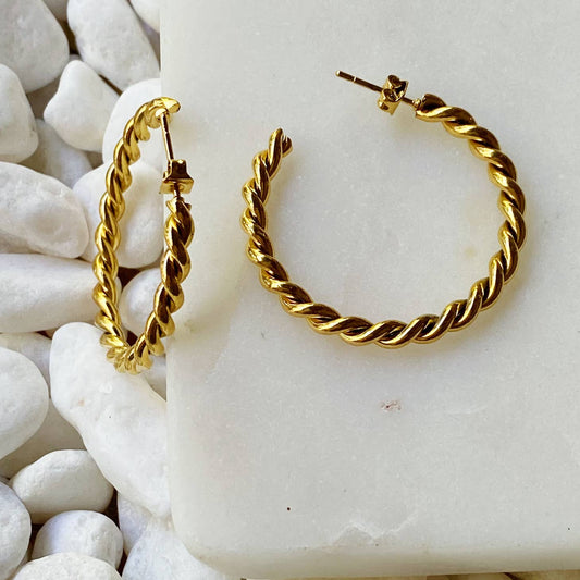 Twisted Hoops - Gold