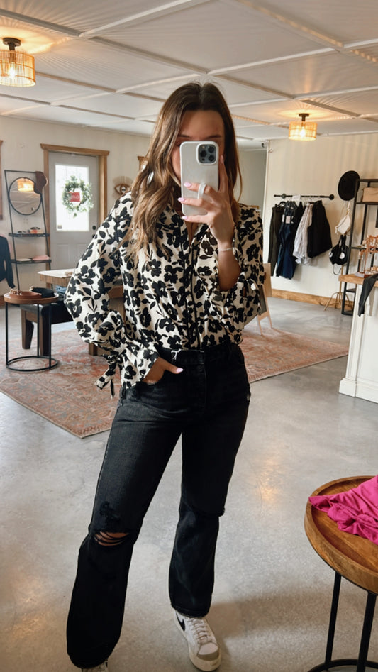 Floral Button-up Blouse