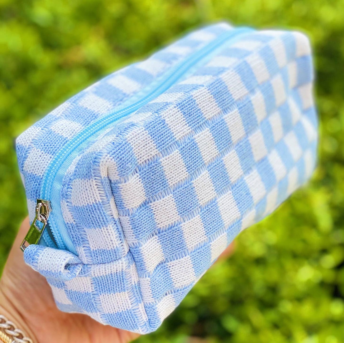 Check Yourself Cosmetic Bag - Baby Blue